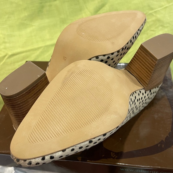 Diba True cow hair polka dot mules w/ wood wedge heel size 10 NEW IN BOX - Picture 9 of 12